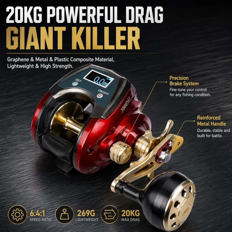 DEUKIO Digital Display Baitcas - огляд і ціна Electric Fishing Reel